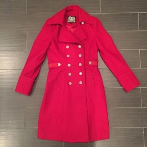 NWOT Esprit red wool trench coat small frock